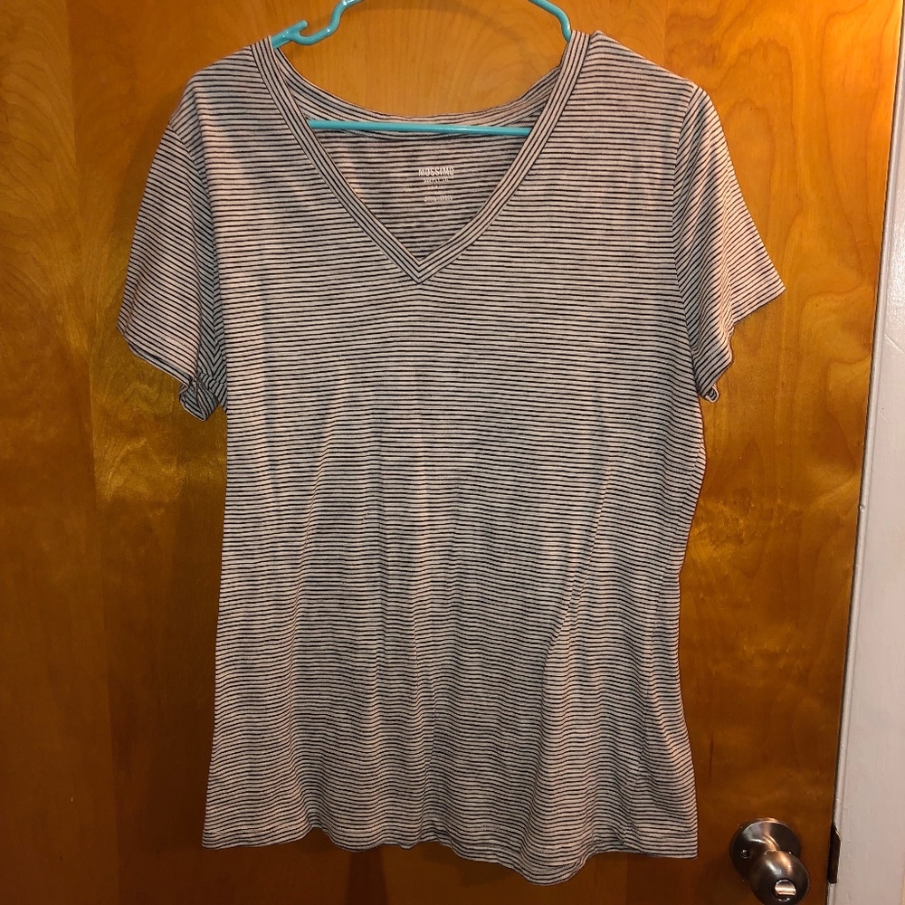 black and white striped tee shirt